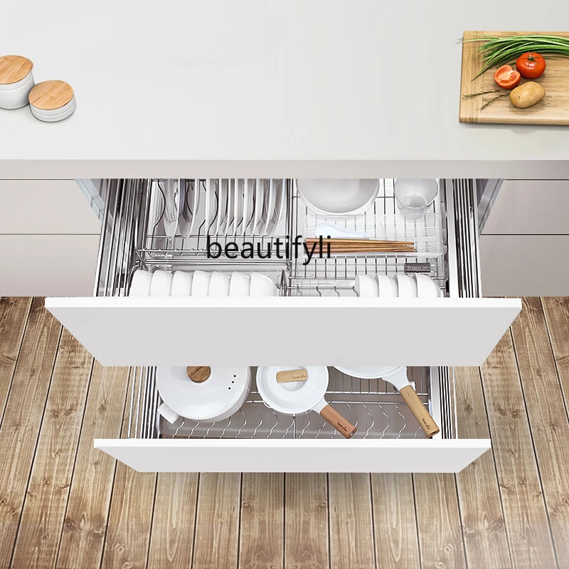 Cabinet Basket 304 Stainless Steel Drawer Basket Dish Basket Double-Layer Drawer House Dish Rack Basket Seasoning Basket