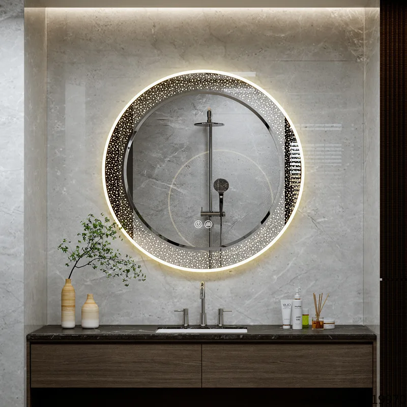 

Luxury Wall Mirror Star Pattern Smart Touch LED Backlit Decor for Home Bathroom