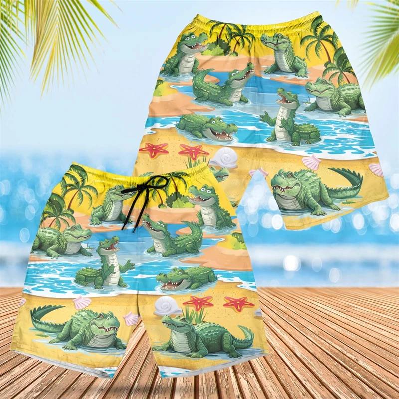 Cartoon Krokodil Grafik Alligator Tier 3d gedruckt kurze Hosen für Männer Kleidung Strand Shorts lässig Hawaii Kinder Trunks Tops