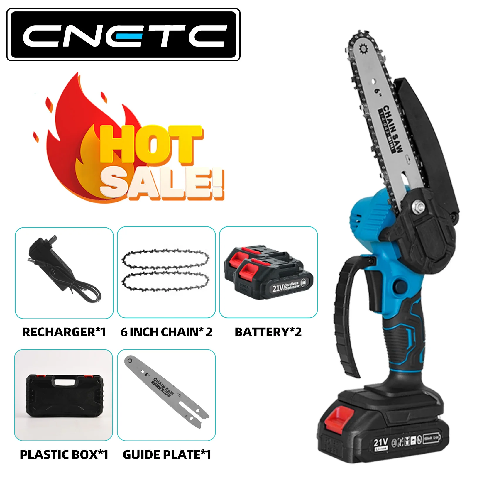 

CNETC 6 Inch Mini ChainSaw Portable Wood Cutting Handheld Garden Logging Pruning For Makita Battery Power Tool 18V 21V