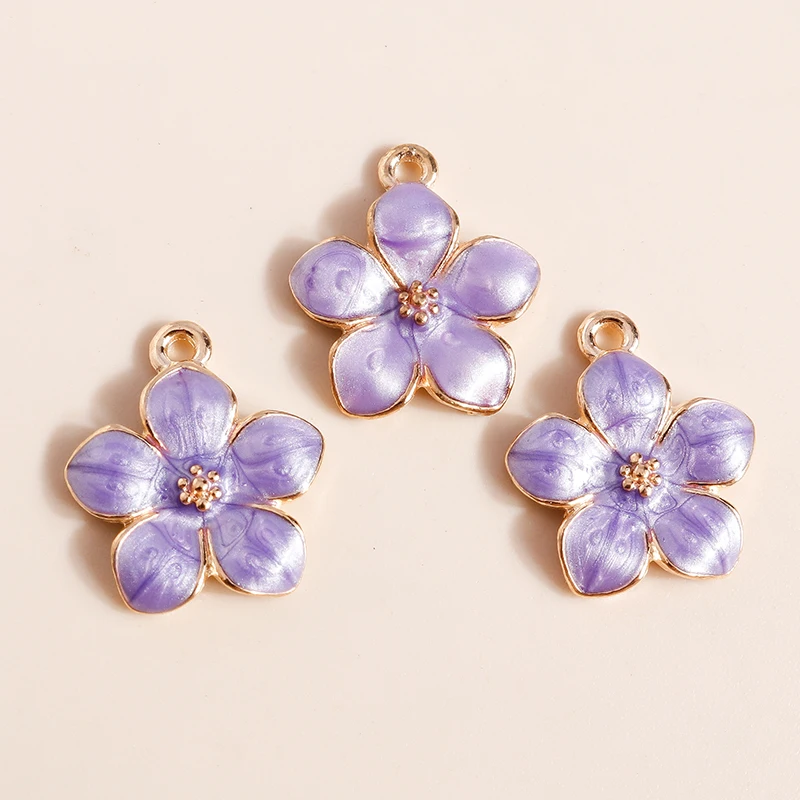 10 Stuks Emaille Bloemenbedels – 20x17 Mm – Voor Kettingen, Oorbellen, Sleutelhangers – DIY Sieraden Maken