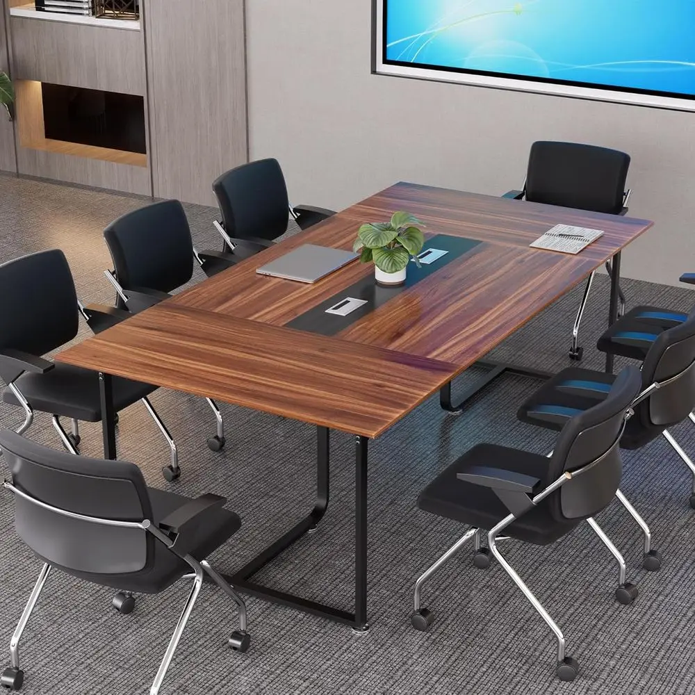 

8T Conerence Table,94.4 L x 47.2 W x30.7 H Meeting Seminar Table with Grommet,Stability Enhancement,Large Conerence Room Table o