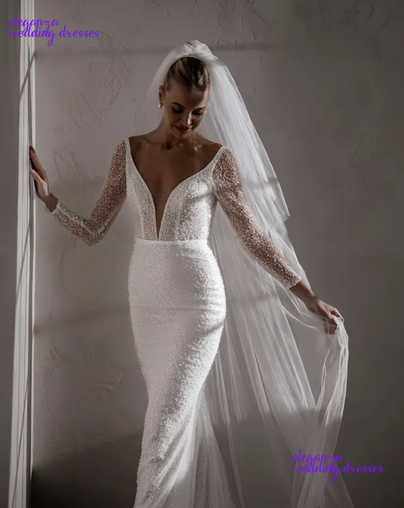 カスタマイズされた花嫁ドレス中空カウバック Sequies 完全にビーズのクリスタルセクシーなブライダルドレスのウェディングドレス Vestidos デノビア 2025