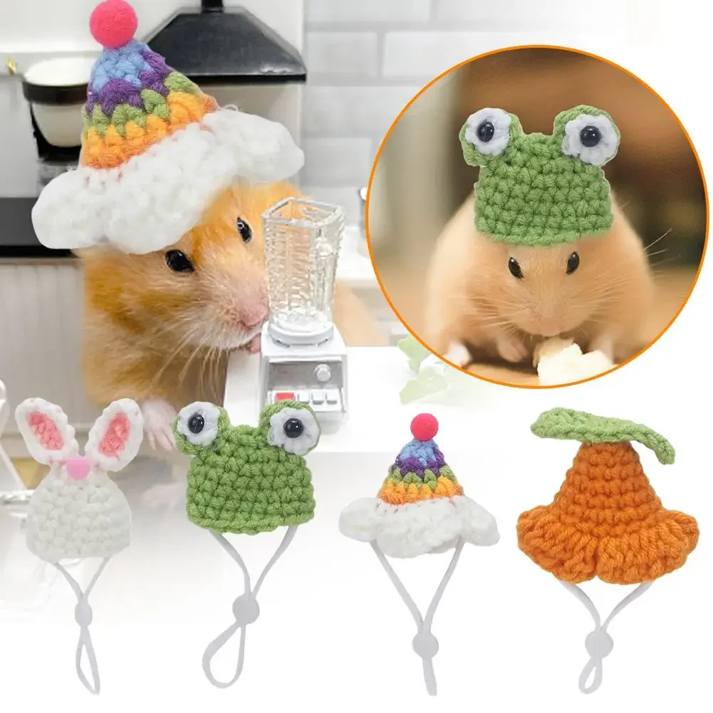 Cute Handmade Knitted Hat Hamster Decoration Chipmunk Guinea Pig Hamster Accessories Hamster Toy Hamster Small Pet Supplies