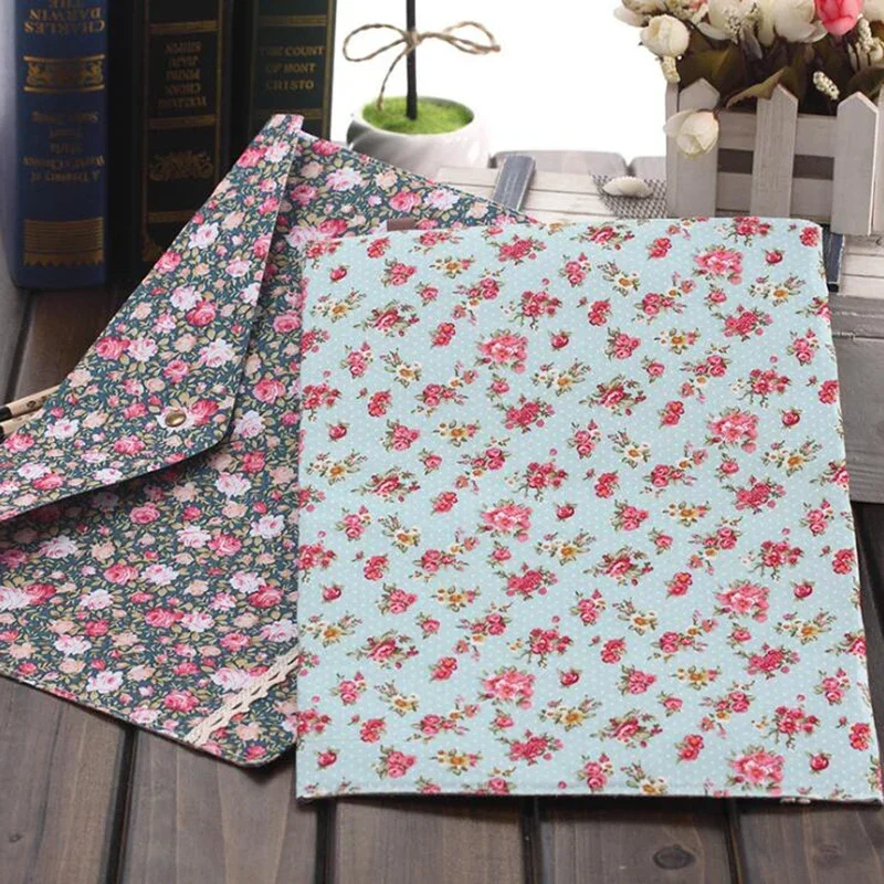 1 Pcs Durable Folder Snap Vintage Floral File Bag Pencil Case File Bag Paper A4 School Folders Bag Stationery Office Supplies