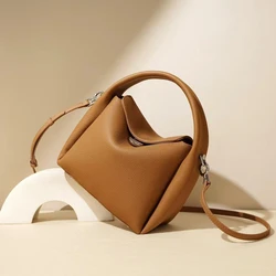 Brand Design Luxury High Quality Genuine Leather Casual Dumpling Bag Fashion Simple Retro Single Shoulder Crossbody Handbag