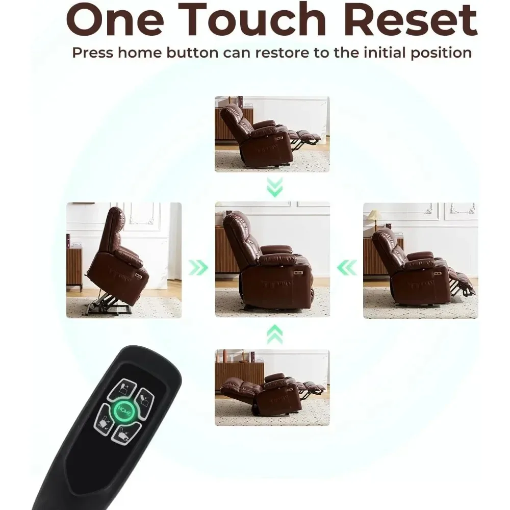 كرسي كرسي رفع الطاقة بمحرك مزدوج كبير الحجم مع تدليك وحرارة مناسبة لكبار السن مع مساحة تخزين للذراع وميزة مسطحة