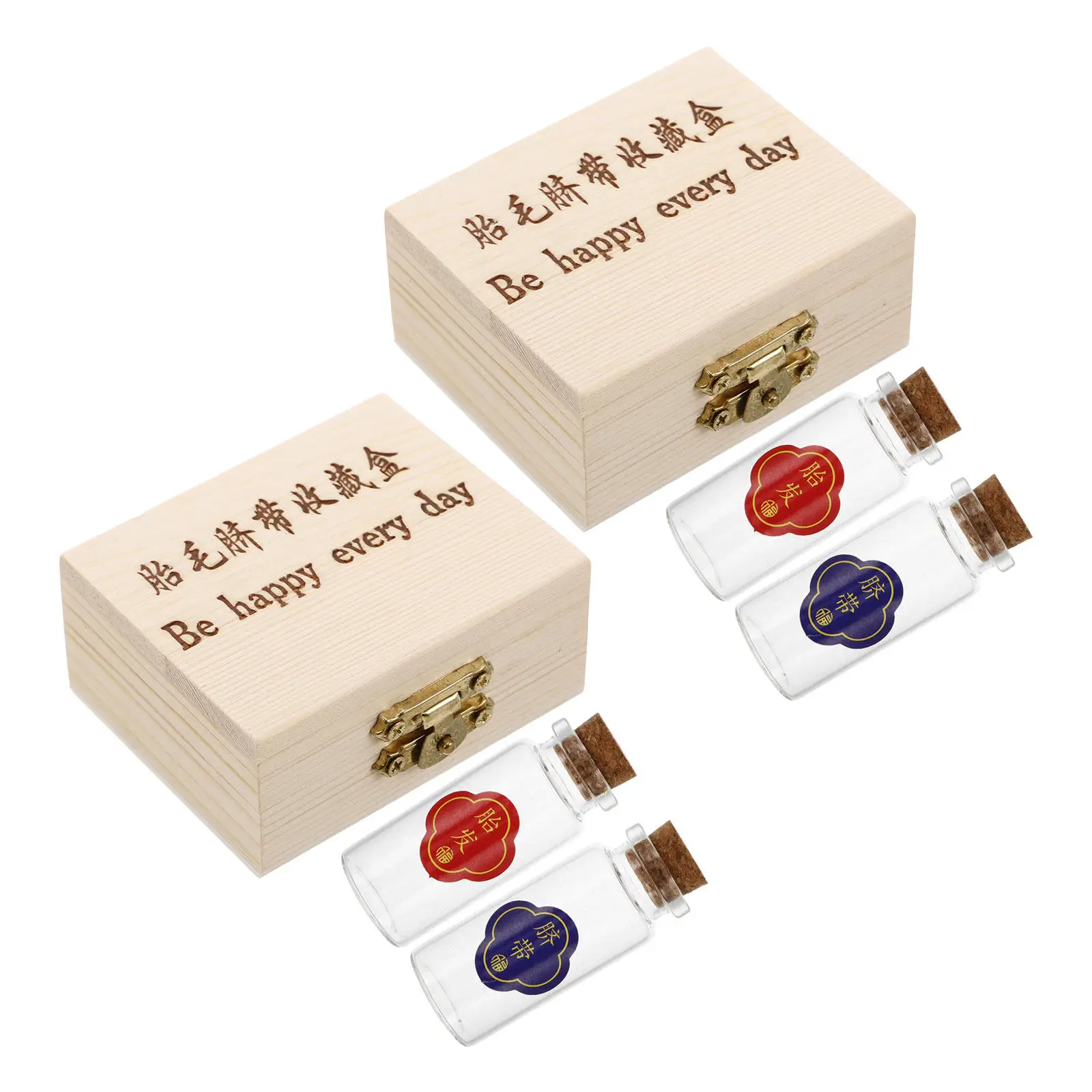 

Набор из 2 деревянных коробок для хранения детских вещей: футляр для памятных вещей новорожденного, органайзер для пуповины и первого пучка волос