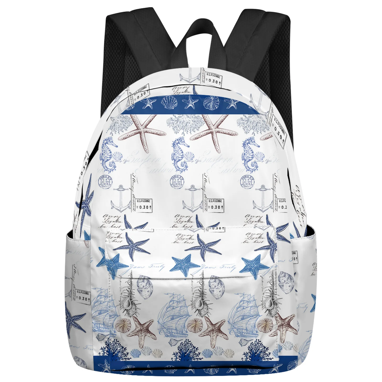 

Ocean Starfish Coral Vessel Shell Backpacks Teenagers Student School Bags Laptop Backpack Men Women Female Travel Mochila