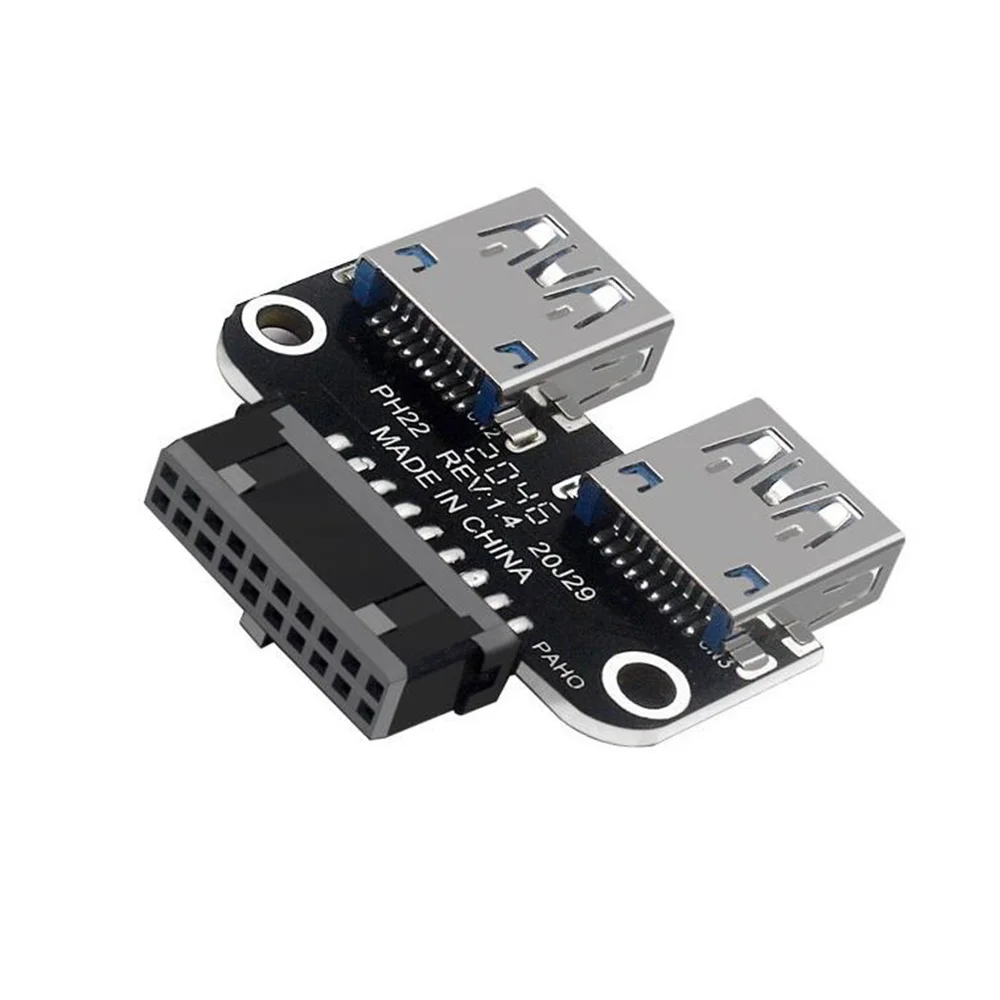 

Y14A20Pin к двойному адаптеру USB3.0, преобразователь настольной материнской платы, 19-контактный/20P разъем на 2 порта USB a гнездовой разъем, PH22