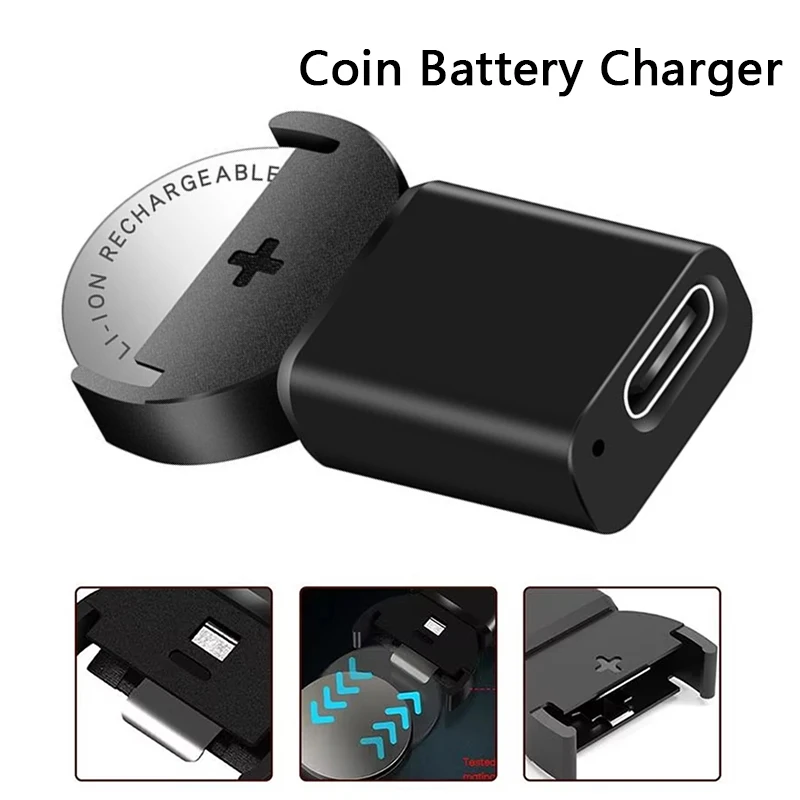Type C Lithium Coin Cells Charger Rechargeable Battery USB C Plug Charging For LIR2032 LIR2025 ML2032 ML2025 CR2032 Button Cell
