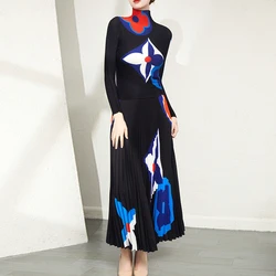 Fast Shipping 2024 New Style Printed Women's Suit Pleated Shirt And Pleated Skirt 2 Piece Sets