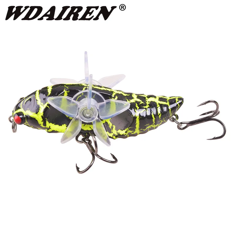 Señuelos de Pesca de piezas Cicada Topwater, cebo Artificial Wobblers giratorio doble, aparejos de arrastre, 7,5 cm, 15,5g