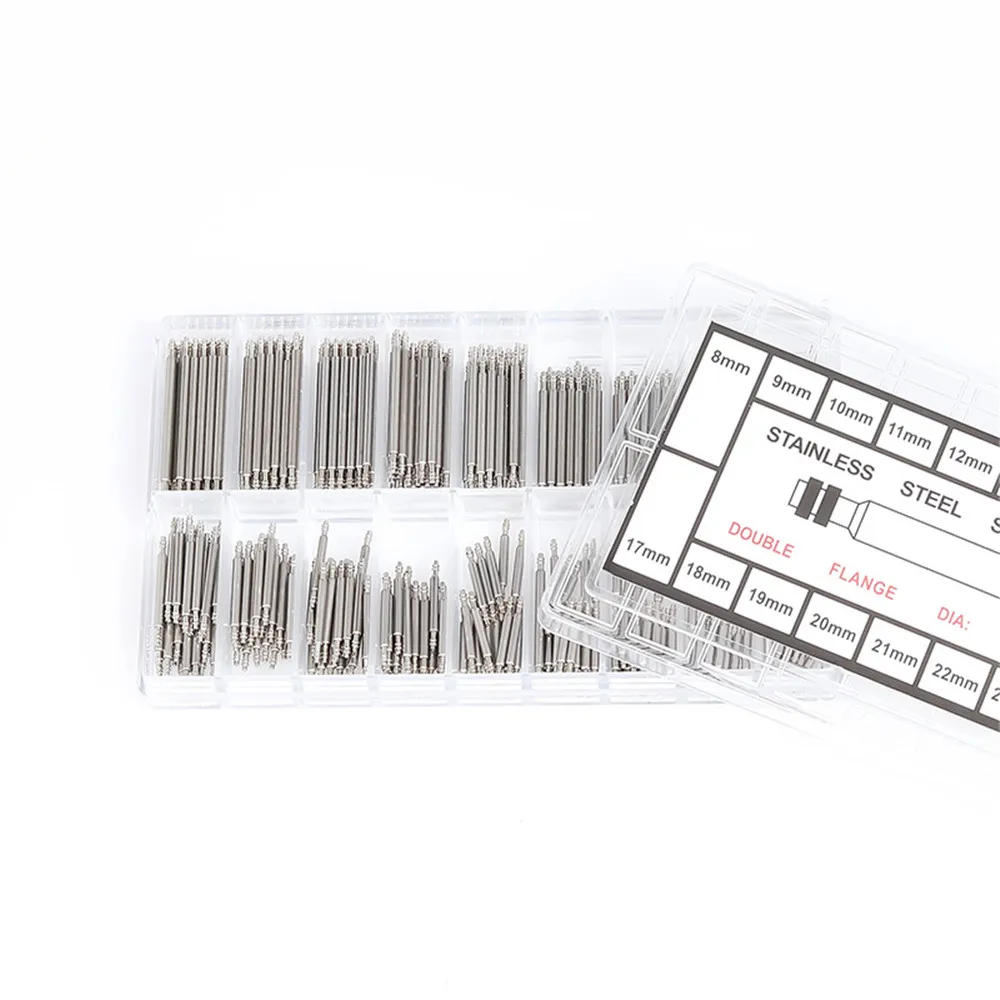 360 unids/set barras de resorte de acero inoxidable diámetro 1,5mm/1,8mm longitud 8mm - 25mm/6mm - 23mm correa de reloj herramientas de reparación de relojes Pin