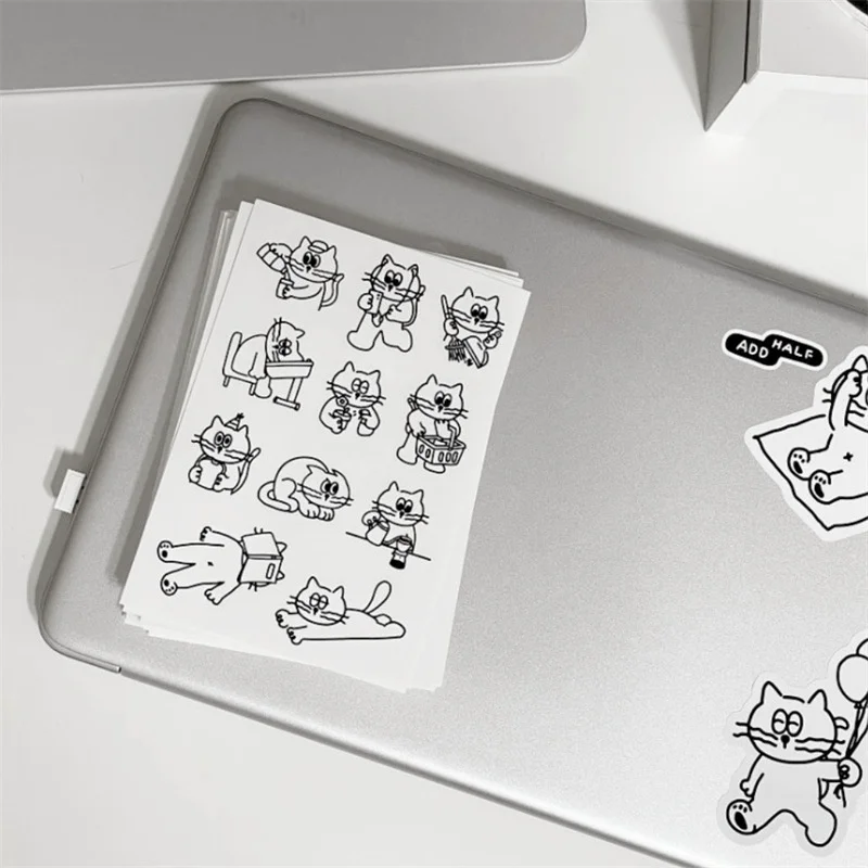 cartoon cat cute stickers Kawaii Brief strokes Scrapbooking Diy Collage Stationery Decorative Sticker PVC waterproof Movable