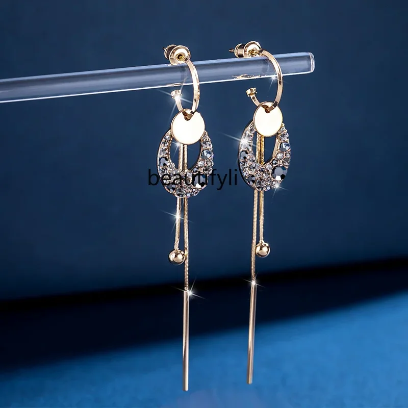 

Long tassel earrings women's explosive sterling silver niche design sense advanced sense earrings earrings