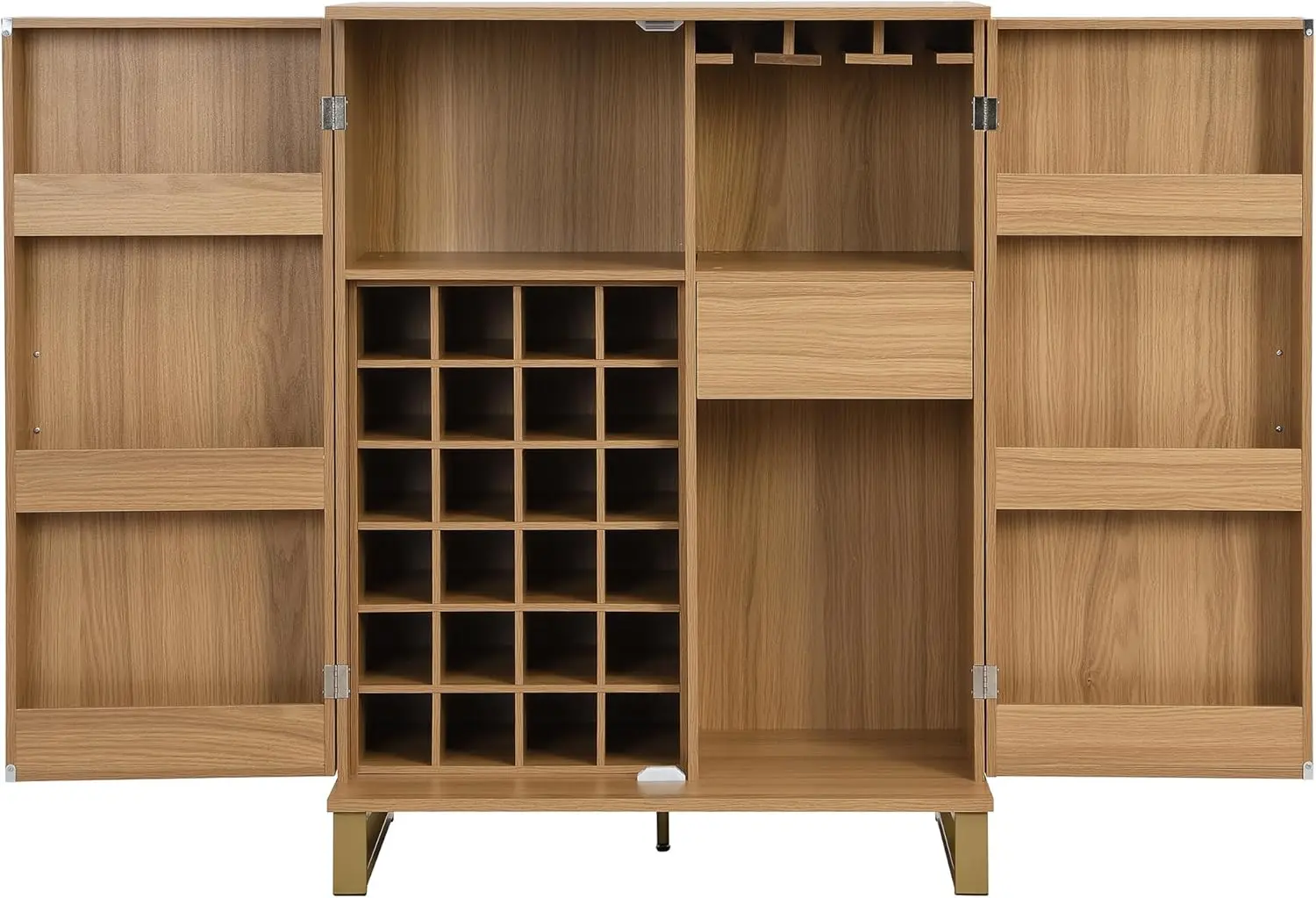 Modern Home Bar Cabinet for Liquor with 24 Wine Bottle Racks & 3 Glasses Holders, Freestanding Buffet Sideboard for Kitche