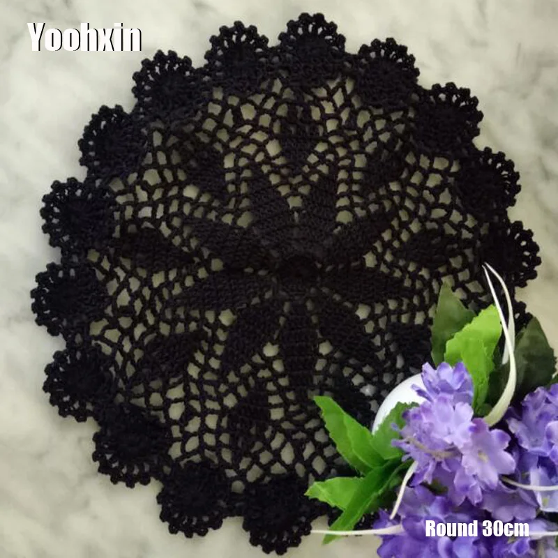 New Round Handmade Lace Cotton Table Place Mat Pan Pad Cloth Crochet Placemat Cup Mug Wedding Tea Coffee Coaster Doily Kitchen