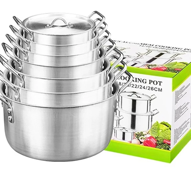 Cast Aluminum Cookware Set of 7 Piece Cooking Pot Set Non Stick Home Kitchen Cookware Aluminum