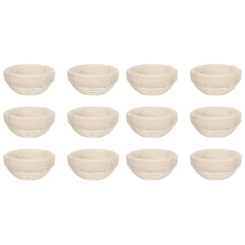 

TFTP-12Pcs 5Inch Banneton Bread Proofing Basket Round Dough Sourdough Proofing Dough Proofing Bowls With Removable Liner