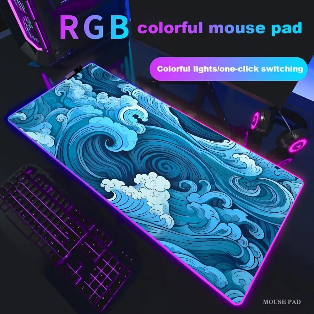 

Коврик для мыши Blue Wave Design XXL RGB игровой коврик для мыши Аксессуары для геймеров Большой светодиодный коврик для мыши ПК Компьютерный настольный коврик с подсветкой