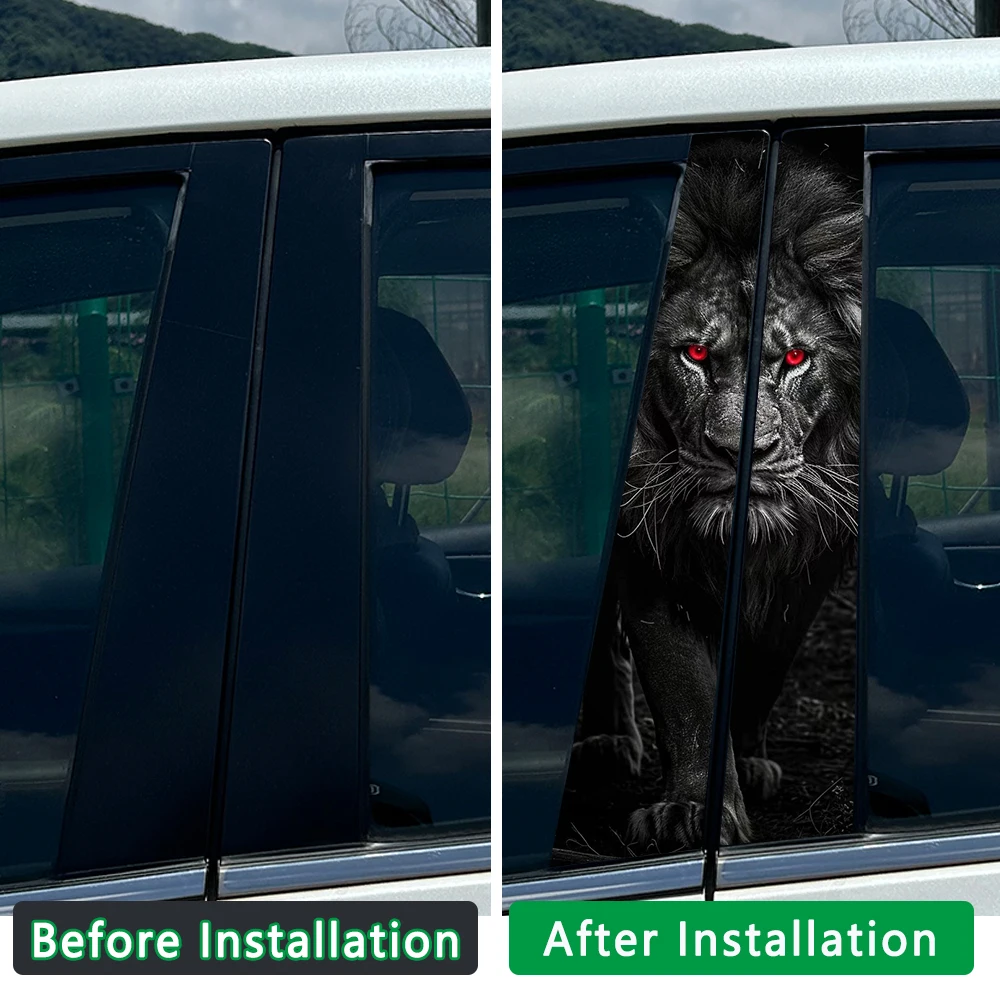 Lion Money Leopard Car B-pillar Waterproof Decal Stickers Auto Center Pillar Sticker Cover Scratches Vehicle Decor Accessories