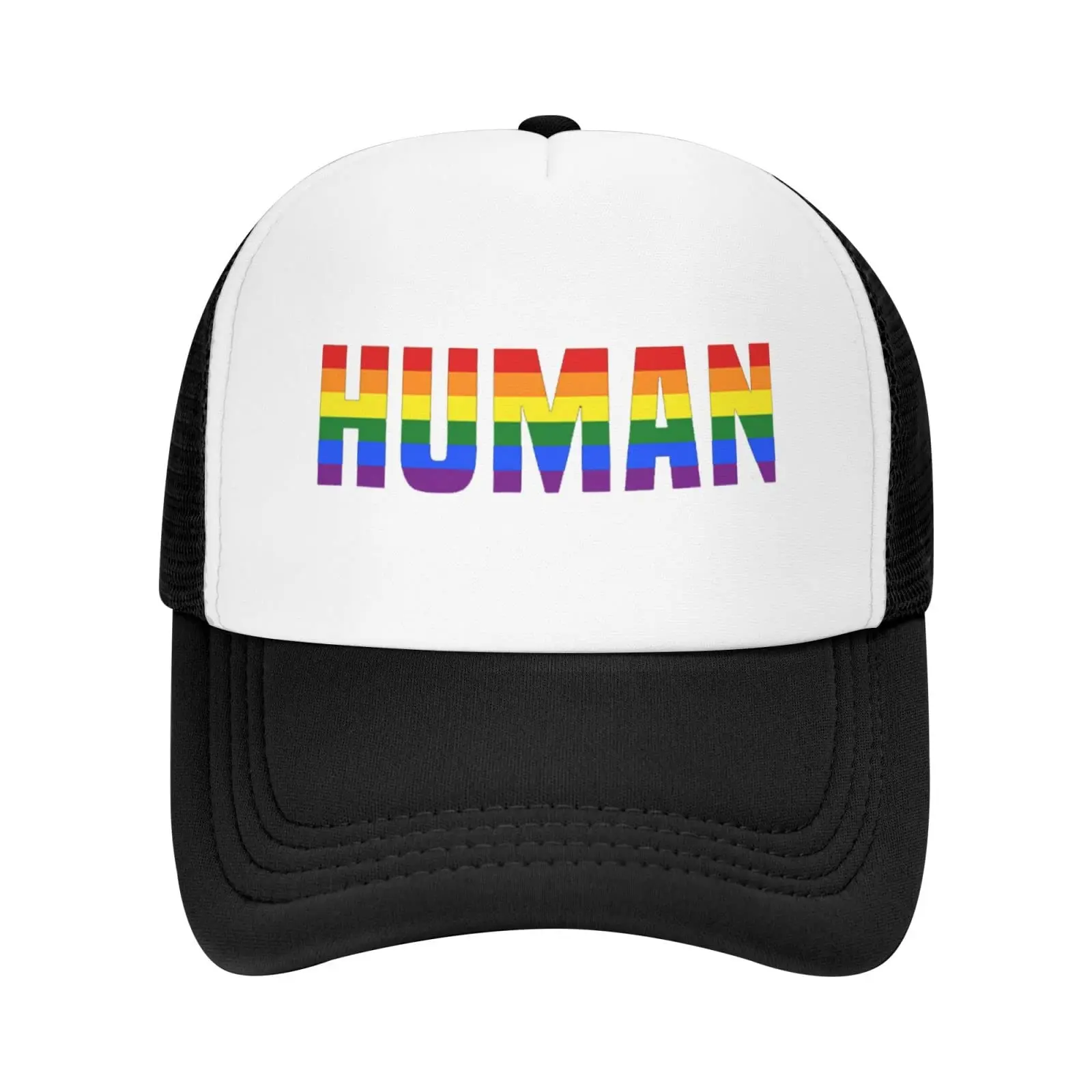 Regenboog Tekst Cartoon Verstelbare Trucker Hoed Ademende Zonnescherm Bal Cap Outdoor Sport Vissen Hoed Voor Mannen Vrouwen