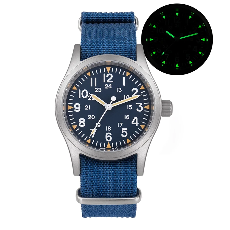 Militado ML05 Vintage Watch VH31 Sweep Second Movement Domed Sapphire Crystal With High Clear AR Coating Luminous 38mm Watches image 3