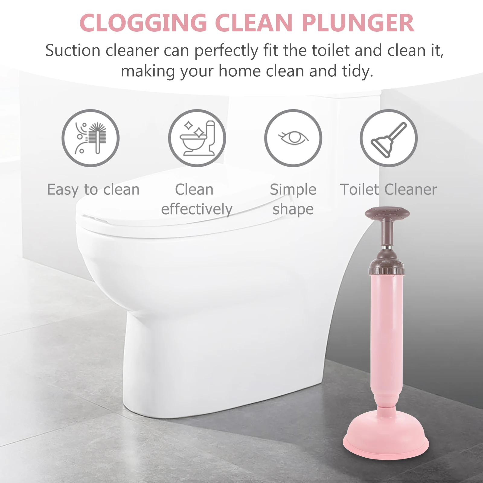 

1Pcs Toilet Plunger Bathroom Cleaning Tool Premium Strong Suction Closestool Unblocker for Home Kitchen Bathroom