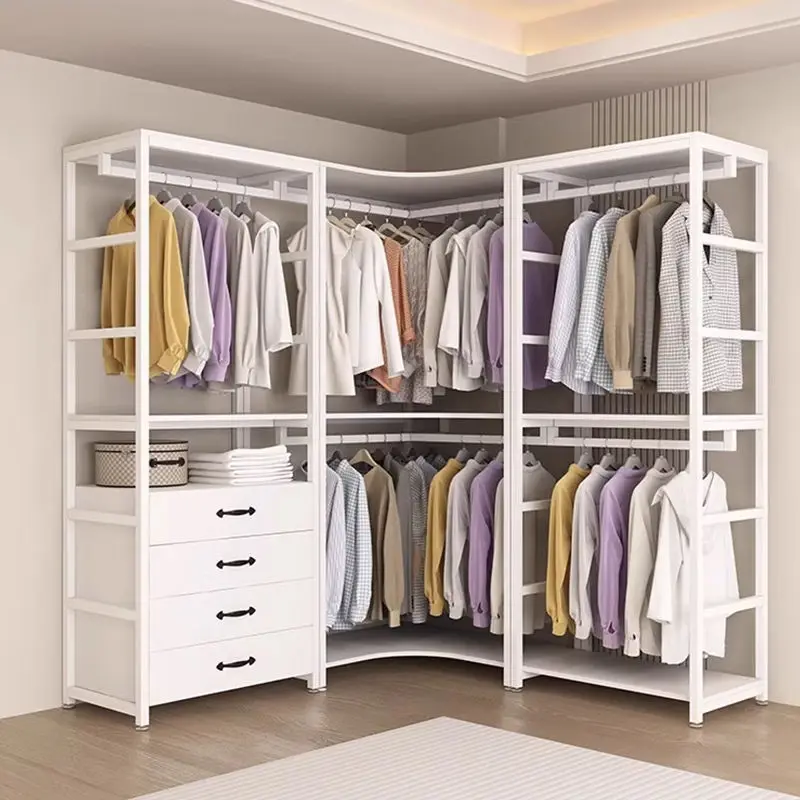 

Simple wardrobe household bedroom cloakroom hanging clothes rack floor combination modern simple metal storage locker