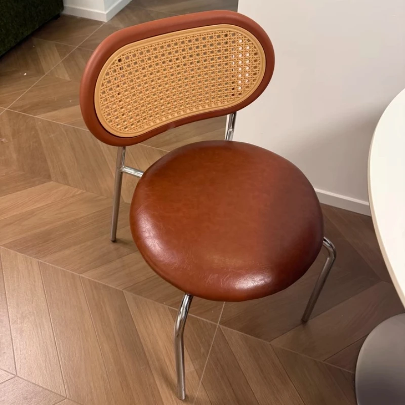 

Nordic Retro Dining Chair Mid-Century Modern Woven Single Seater for Balcony Leisure Chair Home Kitchen Chairs with Backrest