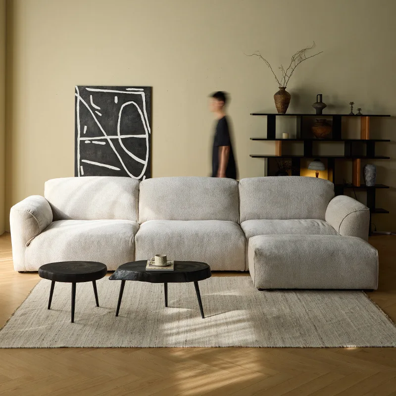 

Furniture Modern Simple Cotton and Linen White Fabric Sofa French Retro Living Room Home Single Triple Sofa