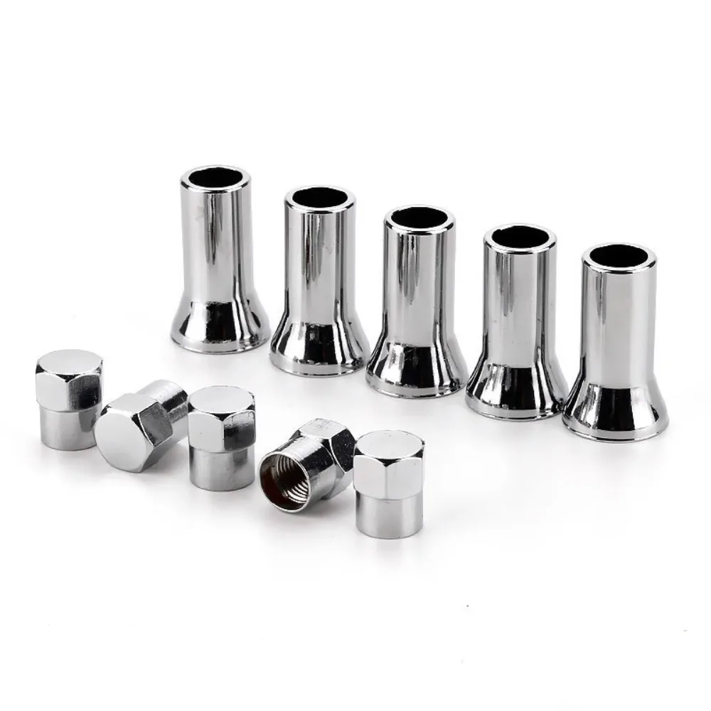 10pcs Auto Accessories Chrome Tyre Valve Stem TR413/TR414 Left Right Front Rear Tire Valve Hex Caps