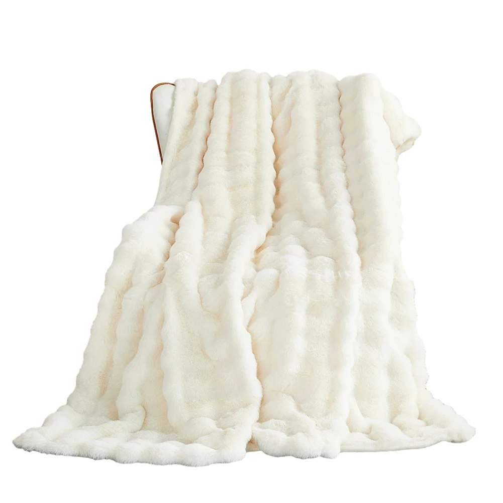 

Faux Rabbit Fur Blanket for Winter Luxury Warmth Super Comfortable Blankets for Beds High-end Warm Winter Blanket for Sofa