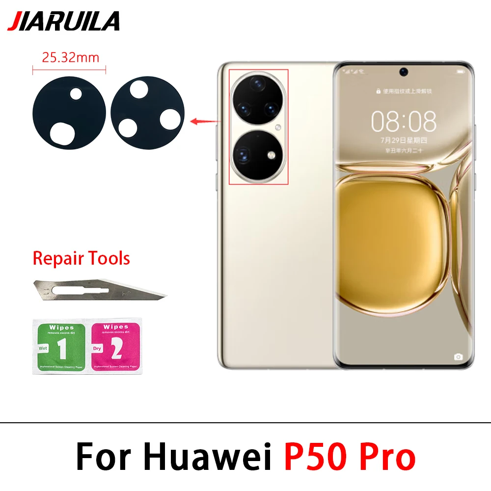 Lente de Cristal para cámara trasera de Huawei, repuesto con pegamento y herramienta para P50, P40 Lite, 5G, P40 Lite E, P30 Lite, P20 Pro, novedad