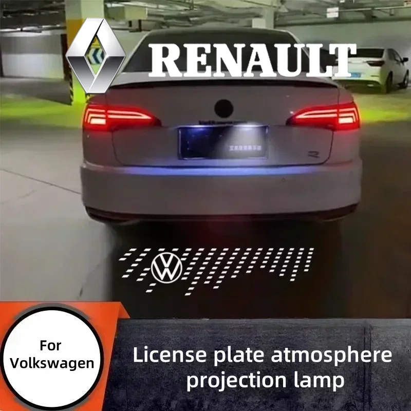 

License plate projection lamp For Volkswagen Polo Golf Passat Tiguan Arteon Touareg CC LED decorative lights atmosphere lights