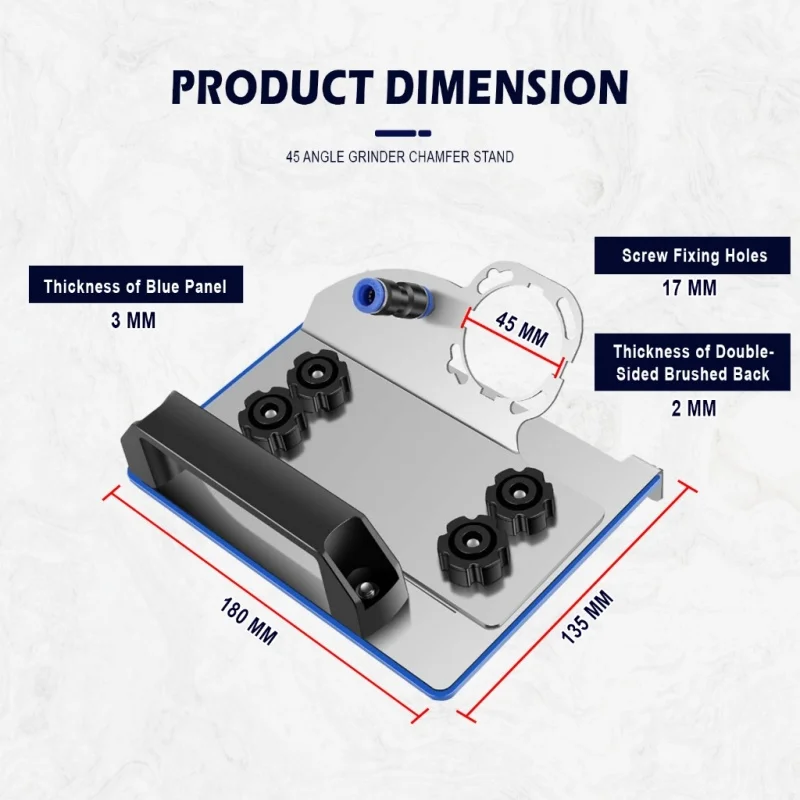 

Подставка для угловой шлифовальной машины для плитки 45. ° Резка фаски, фиксированный держатель для угловой шлифовки, сковорода из нержавеющей стали, кронштейн для фаски керамической плитки