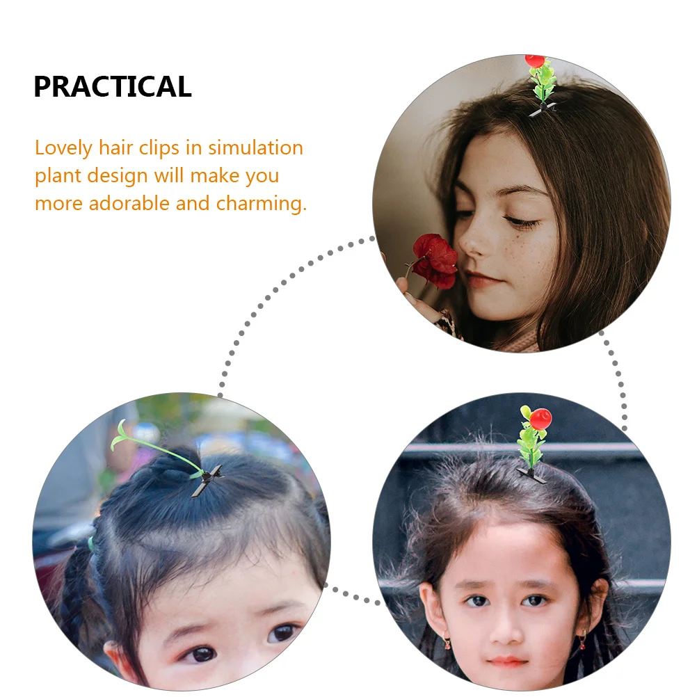 

30pcs Simulation Plant Hair Clips Green Leaf Sprout Mushroom Red Berry Sunflower Fruit Design Hair Accessories for Girls Kawaii