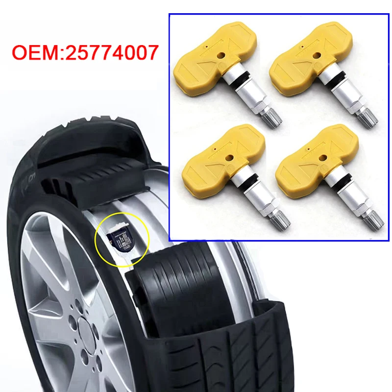 Para Cadillac CTS Chevrolet Trailblazer SAAB 9-7x 1/4 Uds TPMS Sensor de presión de neumáticos de coche 25774007 433MHz