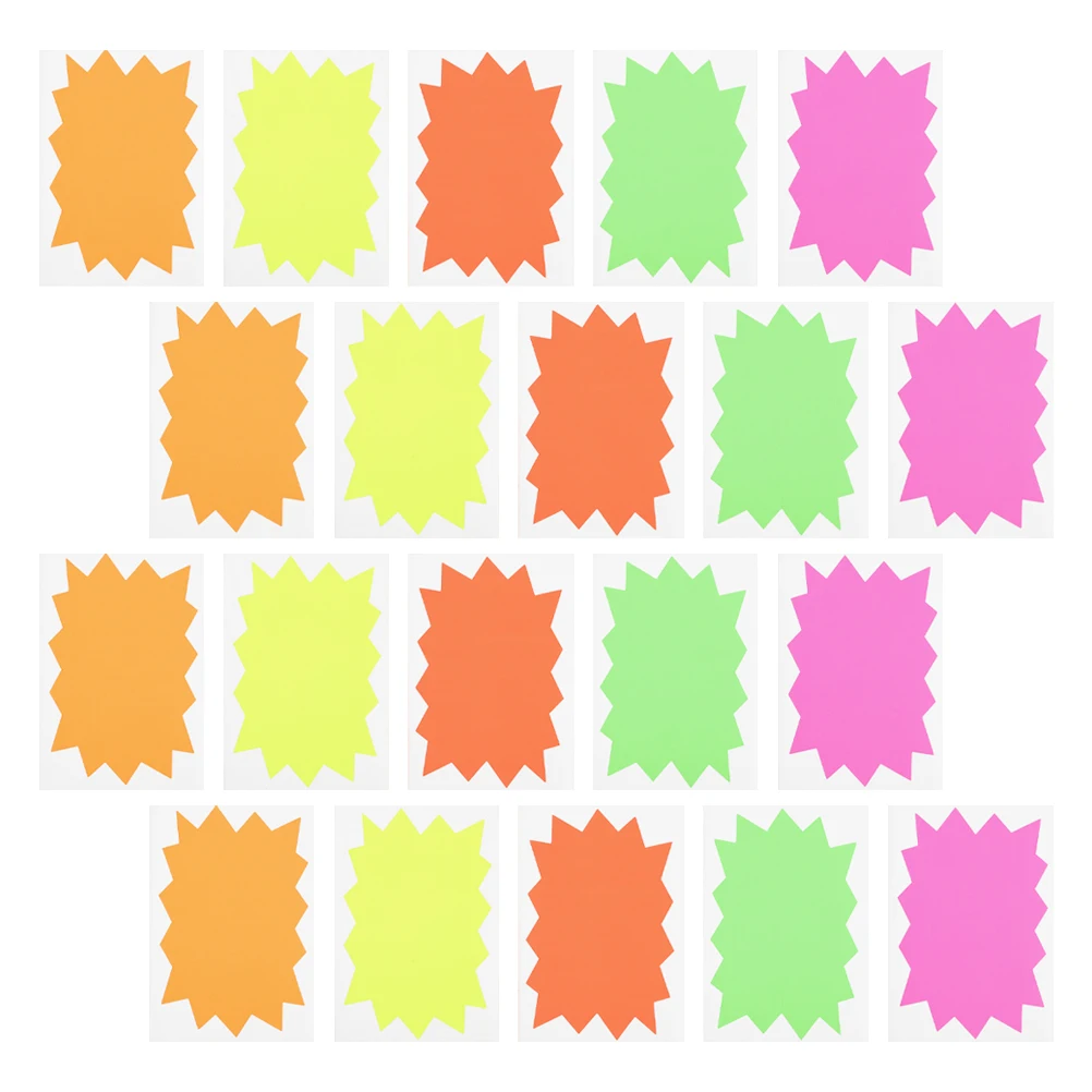 

100pcs Price Self Adhesive Fluorescent Paper Retail Use Strong Adhesion Blank Stickers Folder Star Cutout Signs Labels