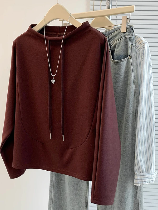 أصيلة الخريف الشتاء Batwing Sve جولة Ne هوديي Tirt عارضة تنوعا مريحة طويلة Sve المرأة الشارع الشهير