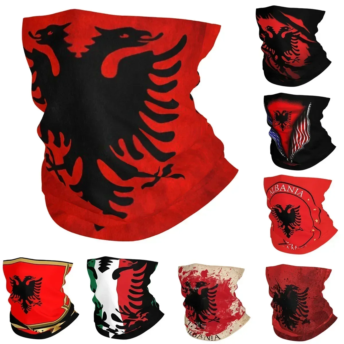 Albania Flag Bandana Neck Cover Printed Mask sciarpa sciarpa da ciclismo multifunzione ciclismo Unisex adulto antivento