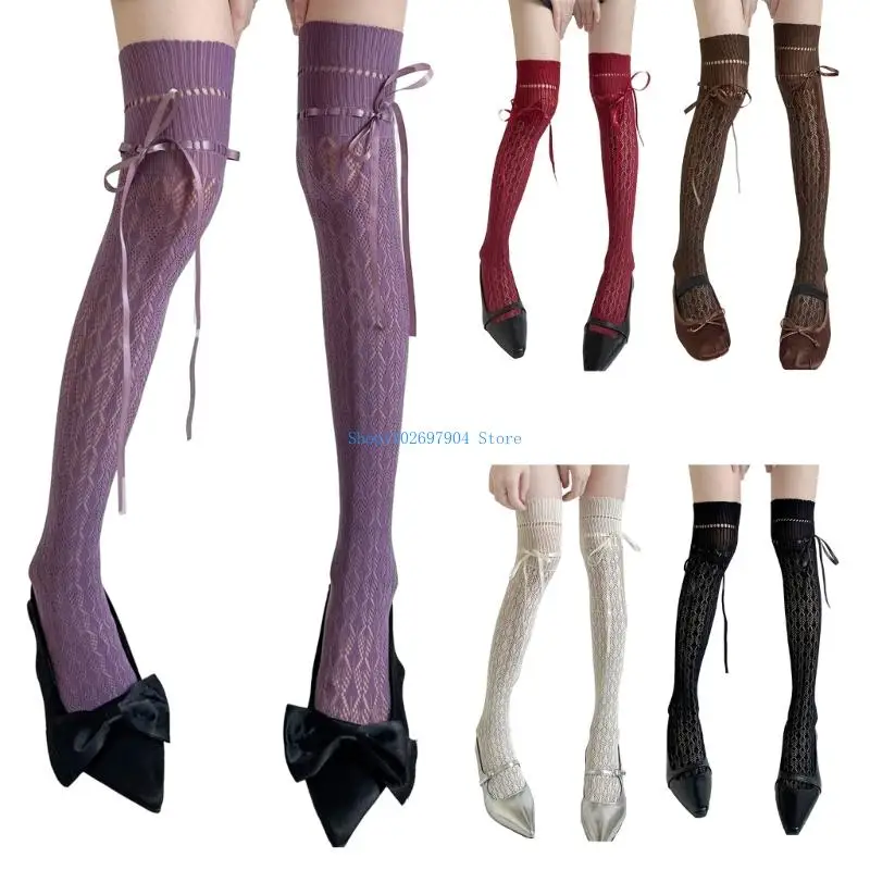 

N7YF Stocking Over The Knee Socks Laced Up Thigh Highs Socks Antis-skidding Sock