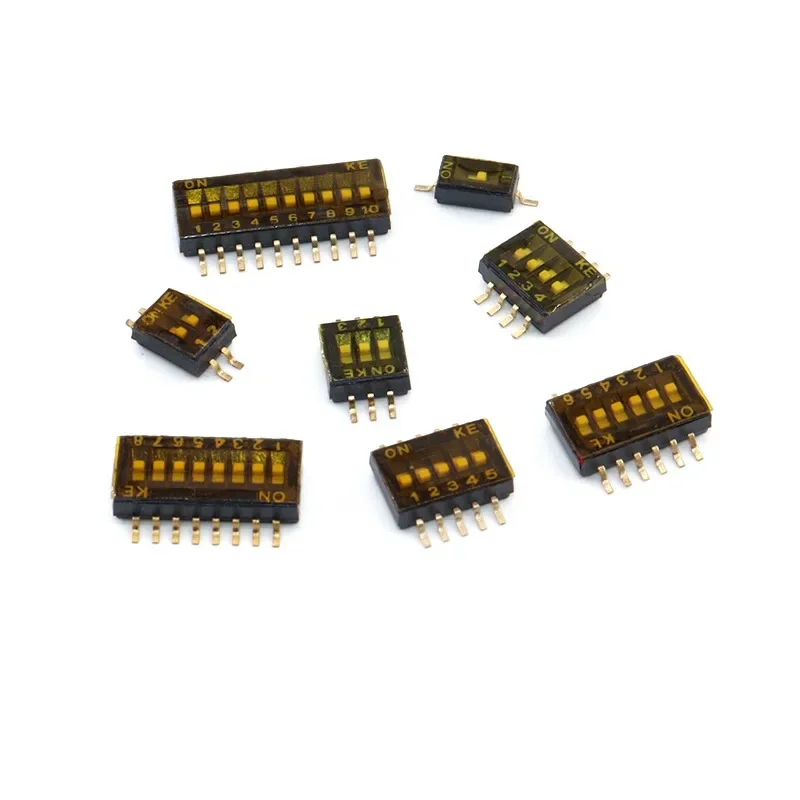 100pcs/lot KE 1.27mm Space SMD Dial Switch 1/2/3/4/5/6/8/10 P-Bit DIP Coded Switch Gold Pated Pin DSHP04TSGER