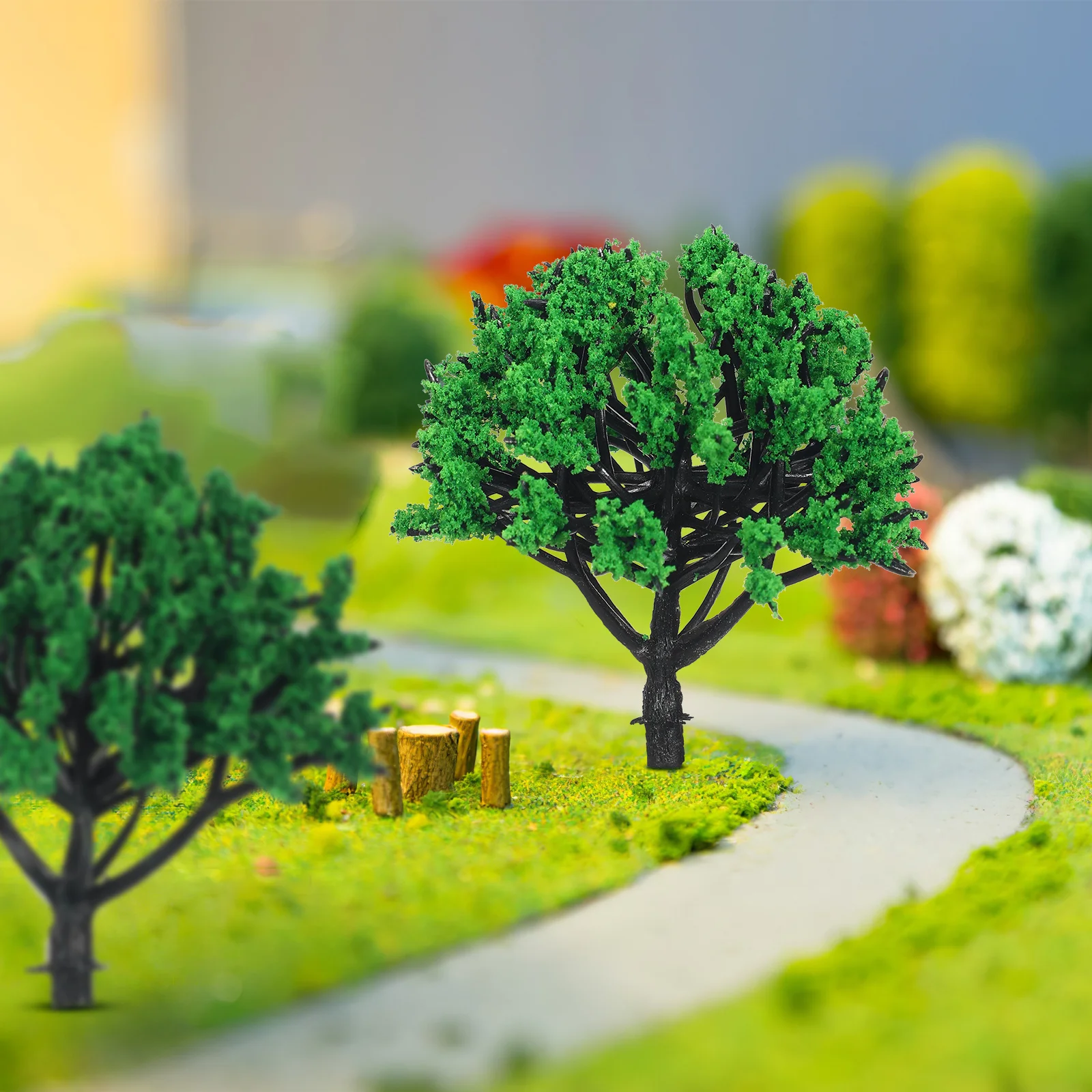 15 قطعة أشجار صناعية صغيرة ألوان واقعية لقطار الديوراما المناظر الطبيعية العمارة ديكور أشجار مصغرة لوازم الديوراما