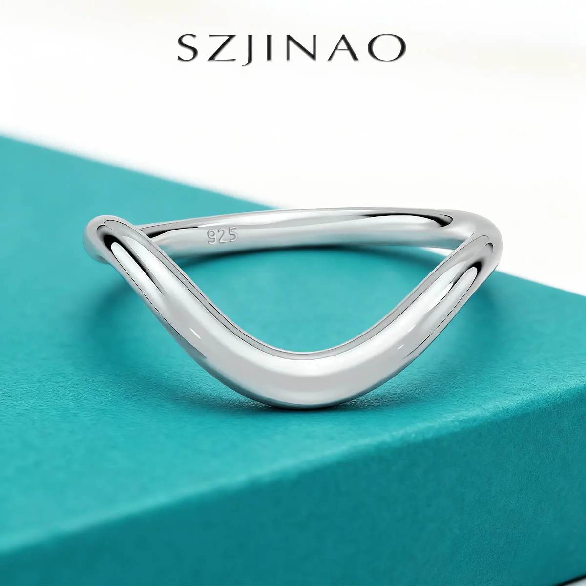 

Simple Wavy Ring for Women s925 Sterling Silver Band 18K White Gold Plated Fashion Versatile Stackable Wedding Engagement Gifts