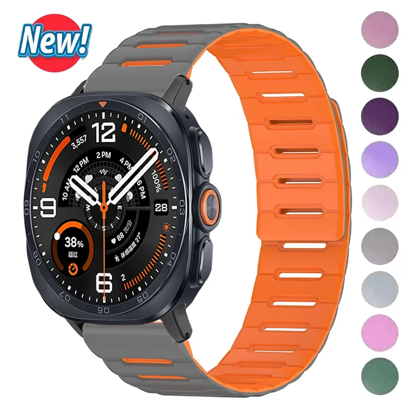 Silikon-Magnetarmband für Samsung Galaxy Watch 9 8 40mm 44mm/8 Classic 46mm Sportarmband für Galaxy Watch Ultra2/Ultra 2025 47MM