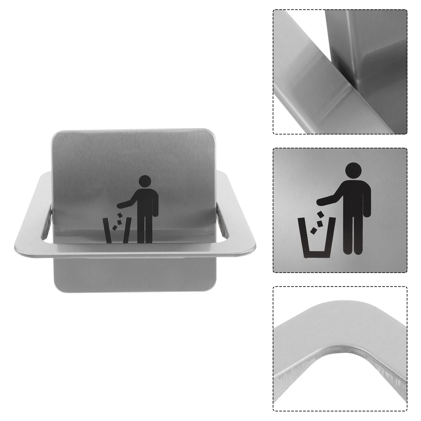 

Embedded Trash Bin Lid For 19-21Cm Countertop Opening Stainless Steel Square Drop-In Grommet Swing-Flap Cover Recessed Waste