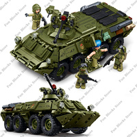 SLUBAN Military BTR-80 AS IFV Armored Personnel Carrier Vehicle Car Model Building Blocks Sets Soldier Figures Bricks Kids Toys