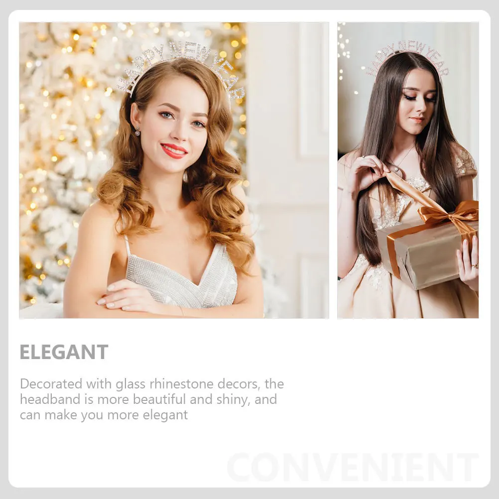 

3Pcs Crystal Letter Headbands Shiny New Year Party Hair Accessories Lovely Rhinestone Headdress for Girls Women Festival Gift